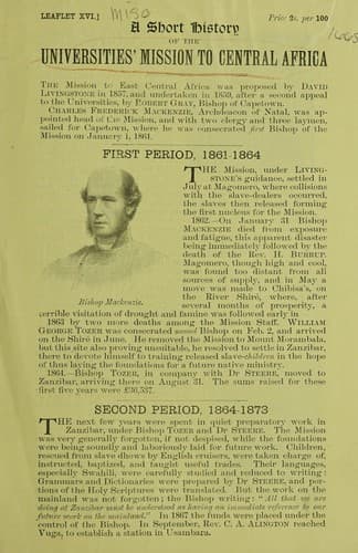 A short history of the Universities' Mission to Central Africa