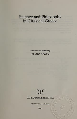 Science and philosophy in classical Greece