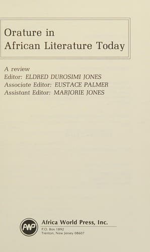 Orature in African Literature Today