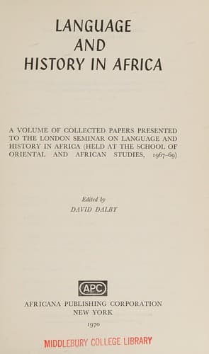 Language And History In Africa
