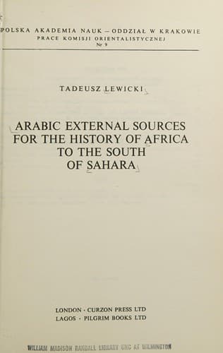 Arabic external sources for the history of Africa to the south of Sahara