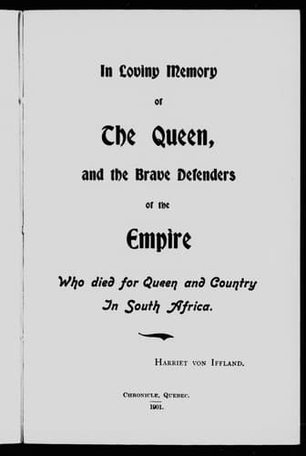 In loving memory of the Queen, and the brave defenders of the Empire who died for Queen and country in South Africa