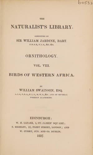 The natural history of the birds of Western Africa