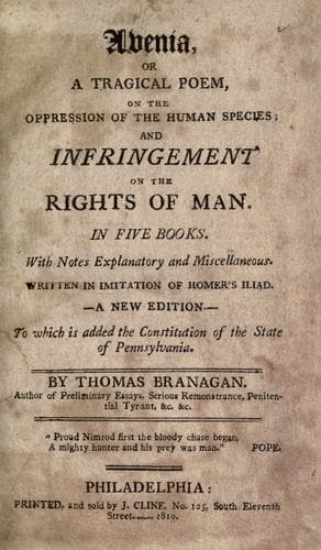 Avenia, or, A tragical poem, on the oppression of the human species, and infringement on the rights of man