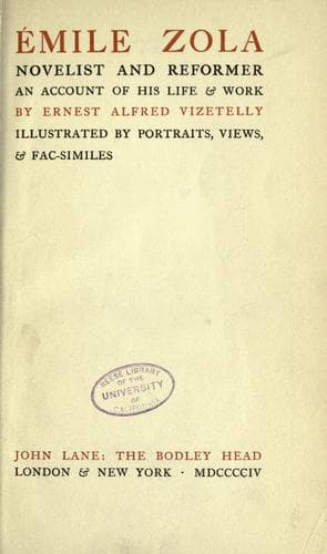 Emile Zola, Novelist And Reformer