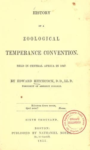 History of a zoological temperance convention