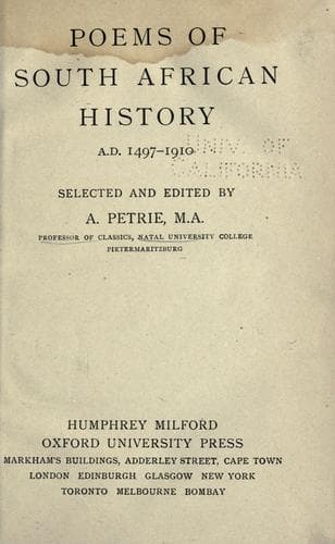 Poems of South African history, A.D. 1497-1910