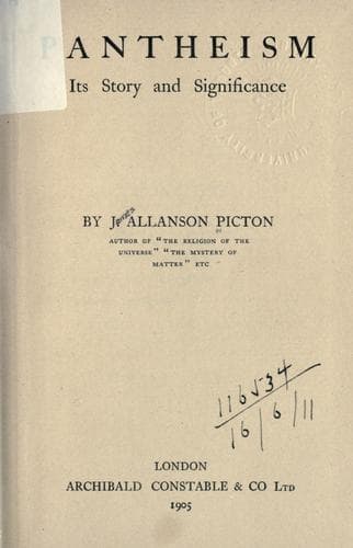 Pantheism; its story and significance