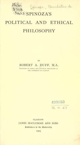 Spinoza's political and ethical philosophy