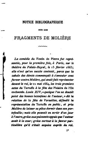Les Fragments de Molière: comédie en deux actes et en prose