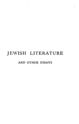 Jewish literature, and other essays