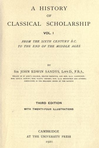 A history of classical scholarship