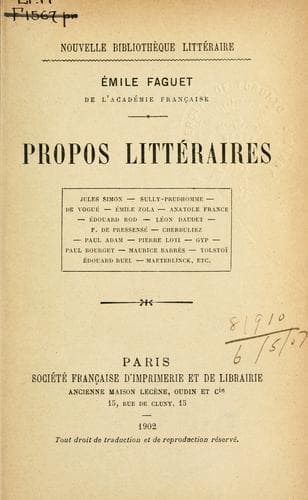 Propos littéraires