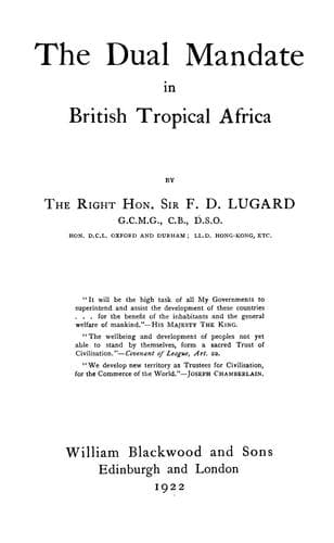 The dual mandate in British tropical Africa
