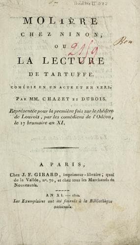 Molière chez Ninon, ou, La lecture de Tartuffe
