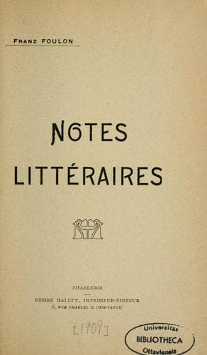 Notes littéraires