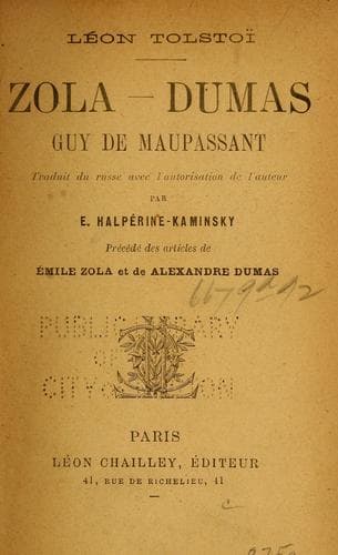 Zola, Dumas, Guy de Maupassant