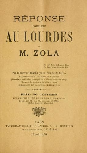 Rʹeponse complète au Lourdes de M. Zola