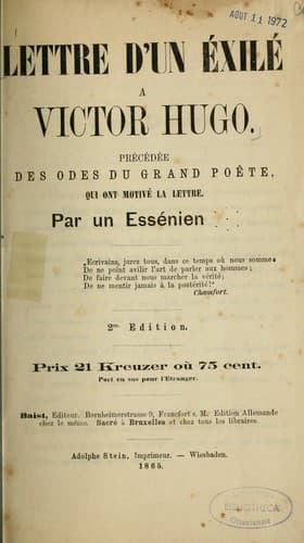 Lettres d'un exilé à Victor Hugo