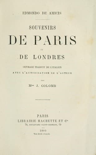 Souvenirs de Paris et de Londres