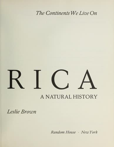 Africa, a natural history