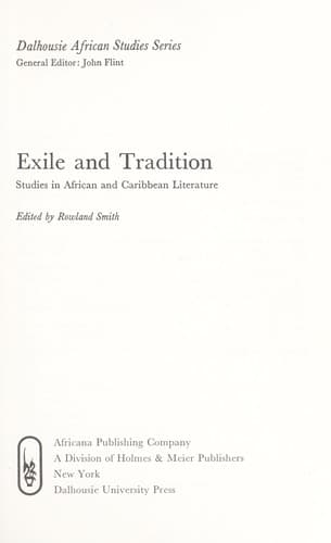 Exile and tradition : studies in African and Caribbean literature
