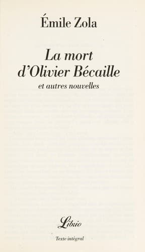 La mort d'Olivier Bécaille et autres nouvelles