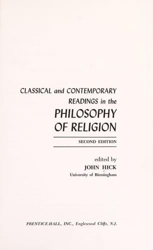 Classical and contemporary readings in the philosophy of religion