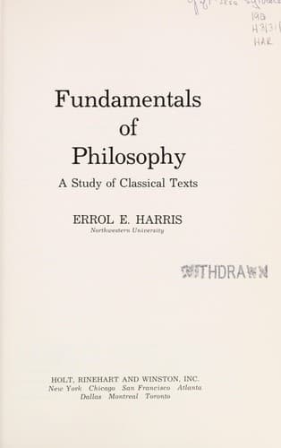 Fundamentals of philosophy; a study of classical texts