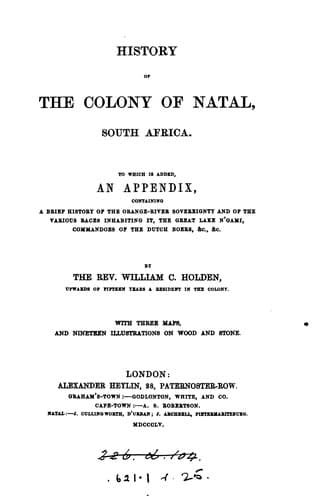 History of the colony of Natal, South Africa