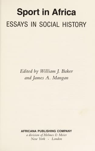 Sport in Africa : essays in social history