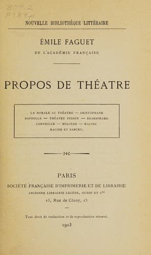 Propos de théatre ..