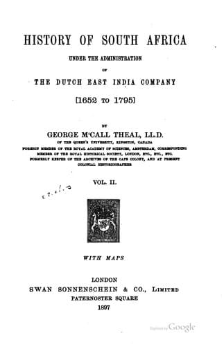 History of South Africa under the administration of the Dutch East India Company (1652 to 1795)