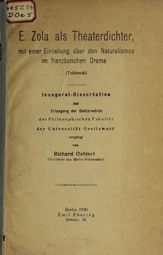 E. Zola als theaterdichter